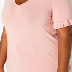 Asoph Plus Size Ruffle Trim V Neck Tee Shirt -Radiant Drape Sales 2017777 162 4