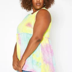 Asoph Plus Size Tie Dye Sleeveless Flare Blouse -Radiant Drape Sales 2017778 145 2