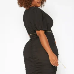Asoph Plus Size Ruched Bodycon Mini Dress With Waist Chain -Radiant Drape Sales 2017786 001 2