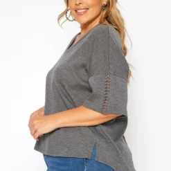 Asoph Plus Size Comfy Knit V Neck Tee Shirt -Radiant Drape Sales 2017802 108 2