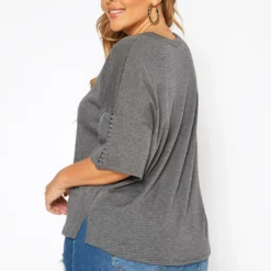 Asoph Plus Size Comfy Knit V Neck Tee Shirt -Radiant Drape Sales 2017802 108 3