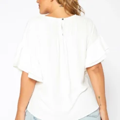 Asoph Plus Size Ruffle Trim Short Sleeve Top -Radiant Drape Sales 2017859 002 3