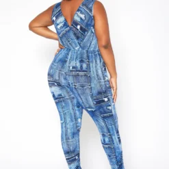 Asoph Plus Size Denim Print Bodycon Jumpsuit -Radiant Drape Sales 2017919 290 2