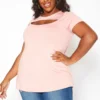 Asoph Plus Size Cut Out Front Tee Shirt