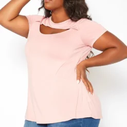 Asoph Plus Size Cut Out Front Tee Shirt -Radiant Drape Sales 2017920 119 2