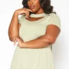 Asoph Plus Size Cut Out Front Tee Shirt