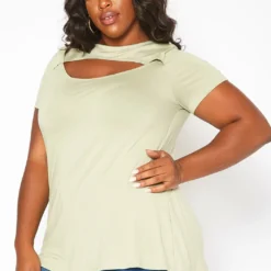 Asoph Plus Size Cut Out Front Tee Shirt -Radiant Drape Sales 2017920 151 2