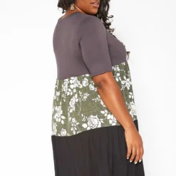 Asoph Plus Size Rose Floral Color Block Mini Dress -Radiant Drape Sales 2017928 125 3