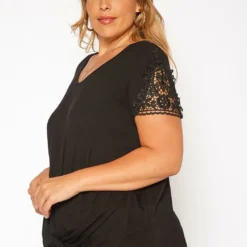 Asoph Plus Size Crochet Hem Short Sleeve Shirt -Radiant Drape Sales 2017936 001 2