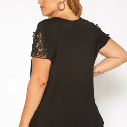 Asoph Plus Size Crochet Hem Short Sleeve Shirt -Radiant Drape Sales 2017936 001 3