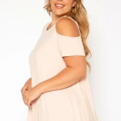 Asoph Plus Size Cross Lace Back Cold Shoulder Top -Radiant Drape Sales 2017937 119 2