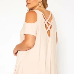 Asoph Plus Size Cross Lace Back Cold Shoulder Top -Radiant Drape Sales 2017937 119 3