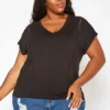 Asoph Plus Size Crochet Hem V Neck Shirt