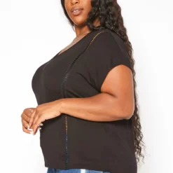 Asoph Plus Size Crochet Hem V Neck Shirt -Radiant Drape Sales 2017999 001 2