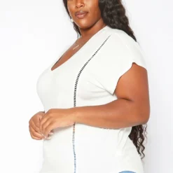 Asoph Plus Size Crochet Hem V Neck Shirt -Radiant Drape Sales 2017999 135 2