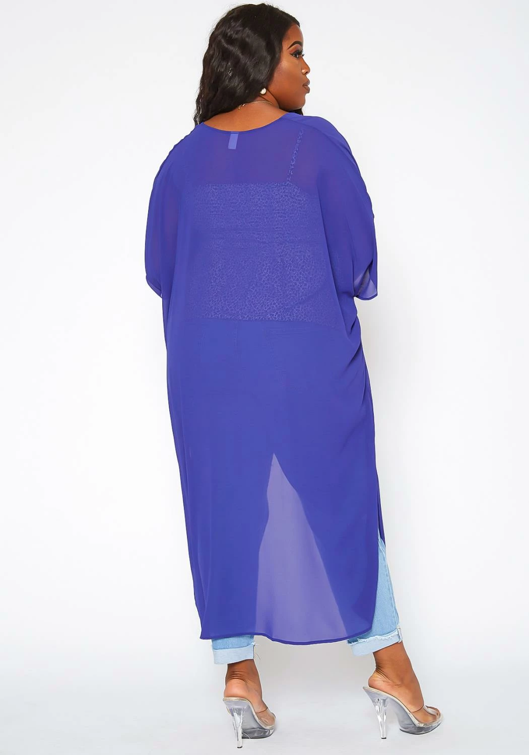 Asoph Plus Size Sheer Open Front Kimono Cardigan 4 Asoph Plus Size Sheer Open Front Kimono Cardigan - Image 4