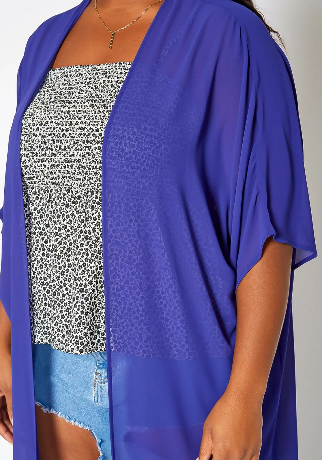 Asoph Plus Size Sheer Open Front Kimono Cardigan 5 Asoph Plus Size Sheer Open Front Kimono Cardigan - Image 5