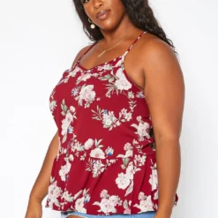 Asoph Plus Size Floral Print V Neck Cami Top -Radiant Drape Sales 2018002 283 2