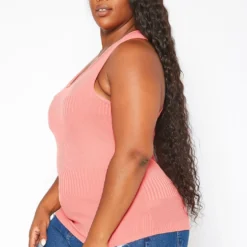 Asoph Plus Size Basic Ribbed Scoop Neck Tank Top -Radiant Drape Sales 2018003 144 2