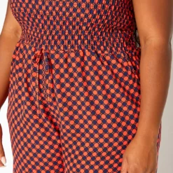 Asoph Plus Size Checker Dotted Print Tube Romper -Radiant Drape Sales 2018033 110 4