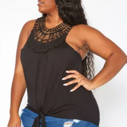 Asoph Plus Size Crochet Hem Tassel Front Tank Top -Radiant Drape Sales 2018034 001 2