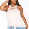 Asoph Plus Size Crochet Hem Tassel Front Tank Top