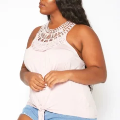 Asoph Plus Size Crochet Hem Tassel Front Tank Top -Radiant Drape Sales 2018034 119 2