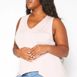 Asoph Plus Size Lace Hem V Neck Tank Top -Radiant Drape Sales 2018035 119 2