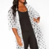Asoph Plus Size Star Pattern Open Front Kimono Cardigan