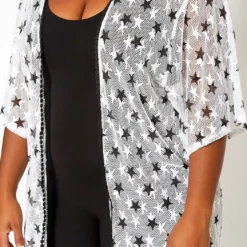 Asoph Plus Size Star Pattern Open Front Kimono Cardigan -Radiant Drape Sales 2018037 952 4
