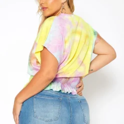 Asoph Plus Size Tie Dye Smocked Top -Radiant Drape Sales 2018084 145 2