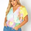 Asoph Plus Size Tie Dye Smocked Top