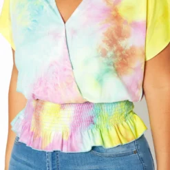 Asoph Plus Size Tie Dye Smocked Top -Radiant Drape Sales 2018084 145 4