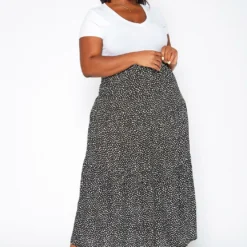 Asoph Plus Size Dainty Floral Print Maxi Flare Skirt