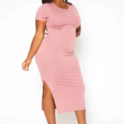 Asoph Plus Size Open Back Bodycon Midi Dress