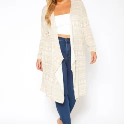 Asoph Plus Size Boho Print Long Cardigan