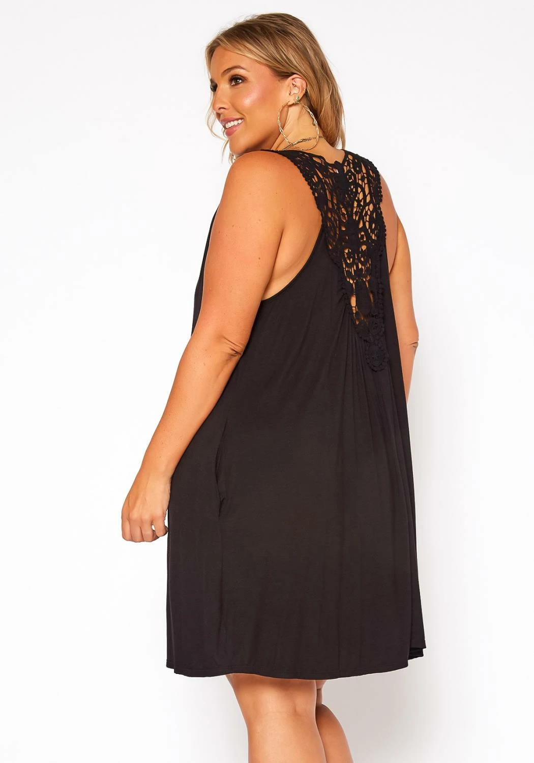 Asoph Plus Size Crochet Design Flare Mini Dress 4 Asoph Plus Size Crochet Design Flare Mini Dress - Image 4