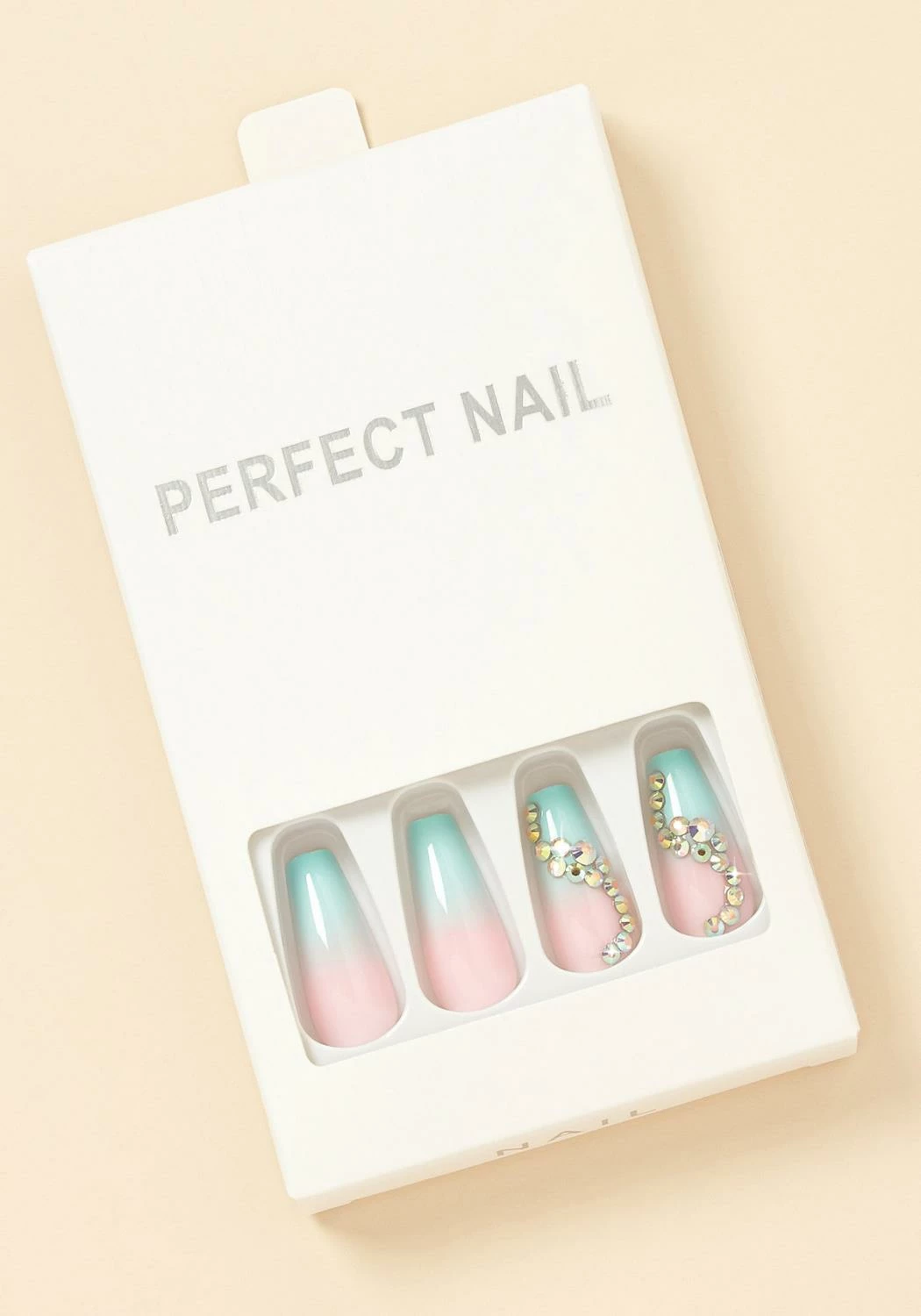 Lux Perfect False Nail Set - Rhinestone Sage Ombre 2 Lux Perfect False Nail Set - Rhinestone Sage Ombre - Image 2