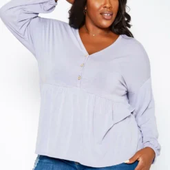 Asoph Plus Size Relaxed Fit Peplum Top