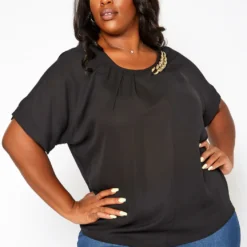 Asoph Plus Size Chain Adorned Blouse