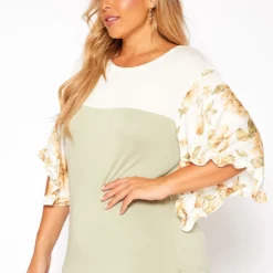 Asoph Plus Size Floral Sleeve Color Block Shirt -Radiant Drape Sales 2018205 151 1