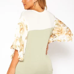 Asoph Plus Size Floral Sleeve Color Block Shirt -Radiant Drape Sales 2018205 151 2