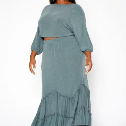 Asoph Plus Size Ruffle Trim Knit Maxi Skirt 7 Asoph Plus Size Ruffle Trim Knit Maxi Skirt -Radiant Drape Sales 2018206 161 2