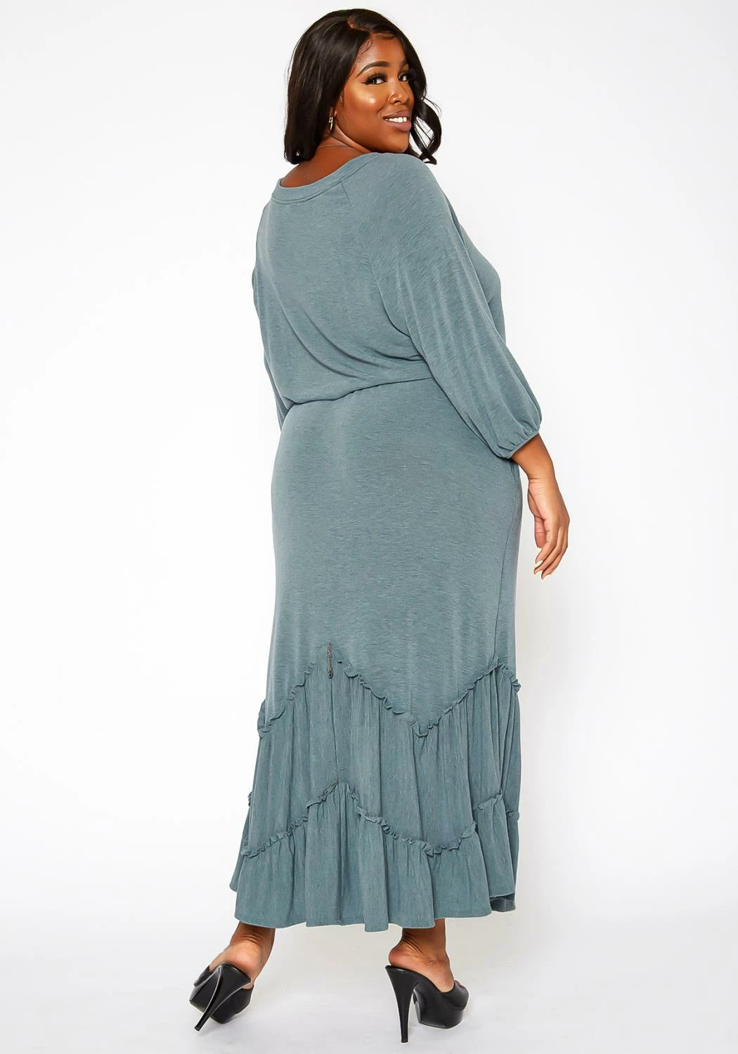 Asoph Plus Size Ruffle Trim Knit Maxi Skirt 4 Asoph Plus Size Ruffle Trim Knit Maxi Skirt - Image 4