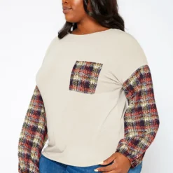 Asoph Plus Size Plaid Print Sweatshirt -Radiant Drape Sales 2018207 144 2
