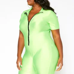 Asoph Plus Size Neon Zip Front Biker Romper -Radiant Drape Sales 2018216 152 1