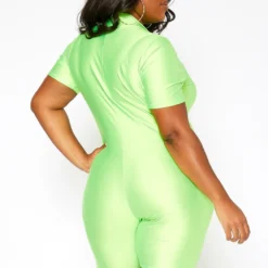 Asoph Plus Size Neon Zip Front Biker Romper -Radiant Drape Sales 2018216 152 2