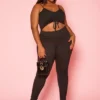 Asoph Plus Size Ribbed Knit Cut Out Jumpsuit