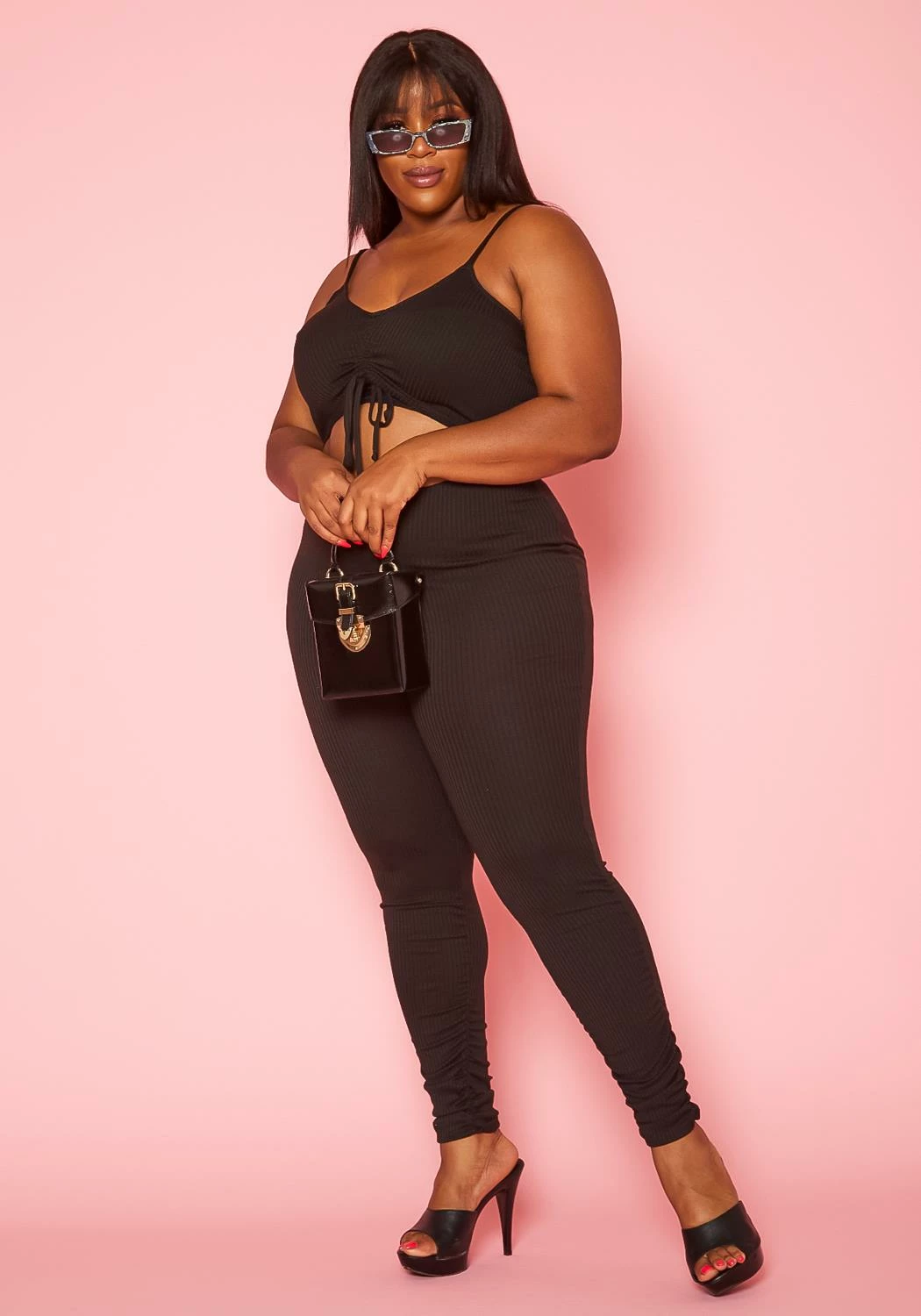 Asoph Plus Size Ribbed Knit Cut Out Jumpsuit 2 Asoph Plus Size Ribbed Knit Cut Out Jumpsuit - Image 2