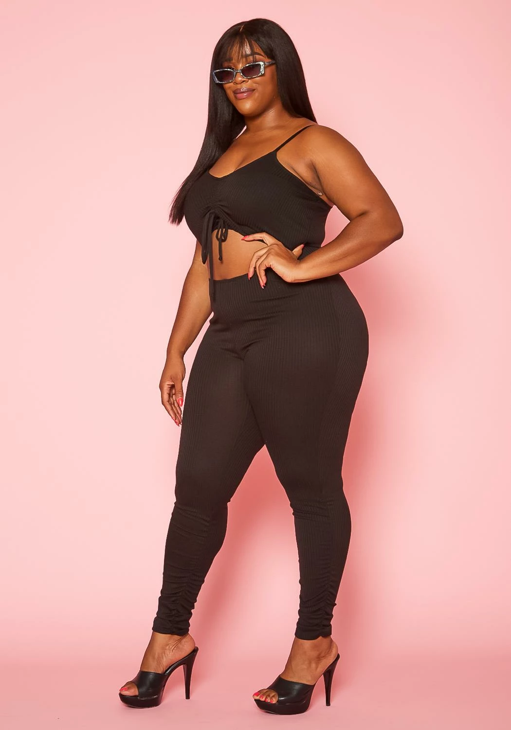 Asoph Plus Size Ribbed Knit Cut Out Jumpsuit 3 Asoph Plus Size Ribbed Knit Cut Out Jumpsuit - Image 3